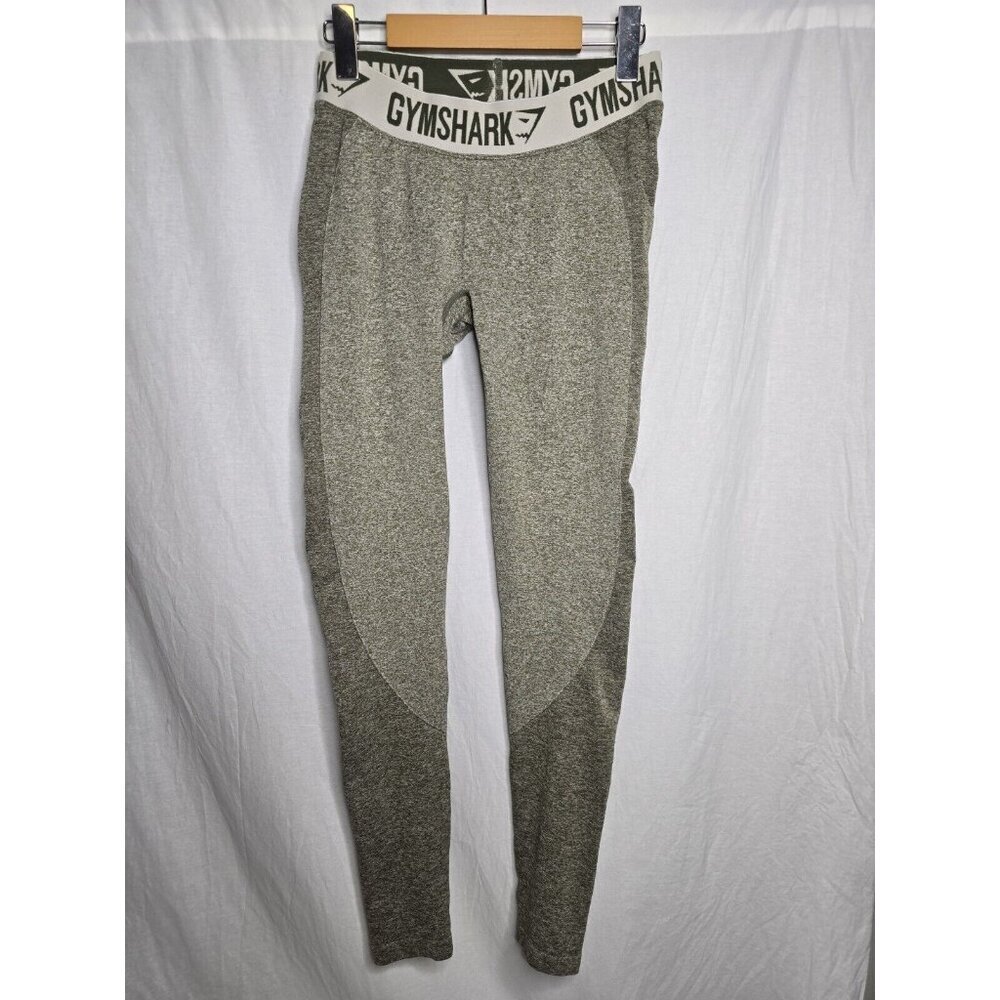 Gymshark Flex Mid Rise Waist Spellout Leggings Green Size Medium